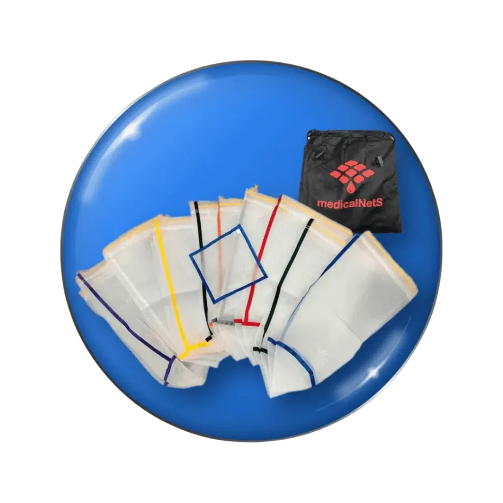 MedicalNets Waschbeutel 9 Stück + Blotting-Sieb 20 L