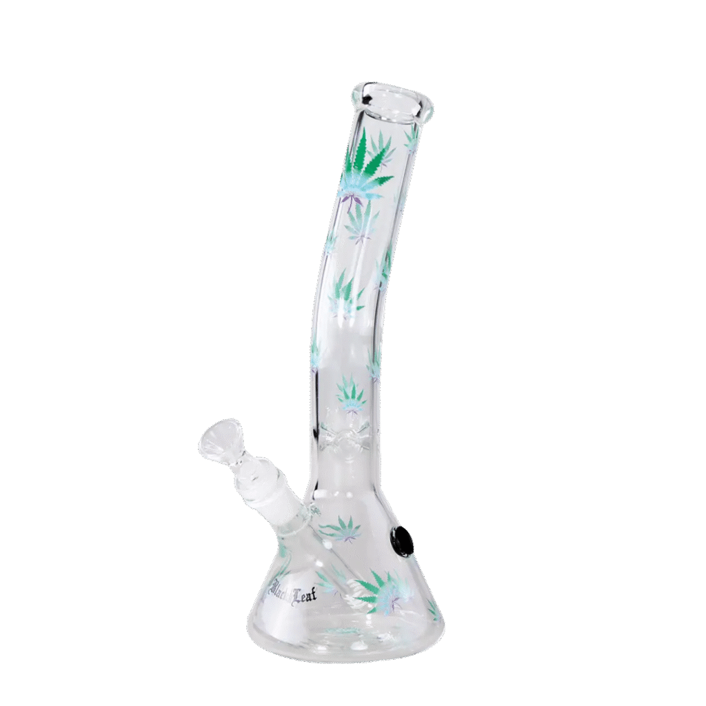 Black Leaf Pastel Leaves – Gebogene Ice Bong 30 cm